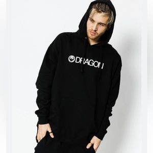 Dragon TRADEMARK HOOD STAPLE LINE pullover hoodie sweatshirt front pocket size S